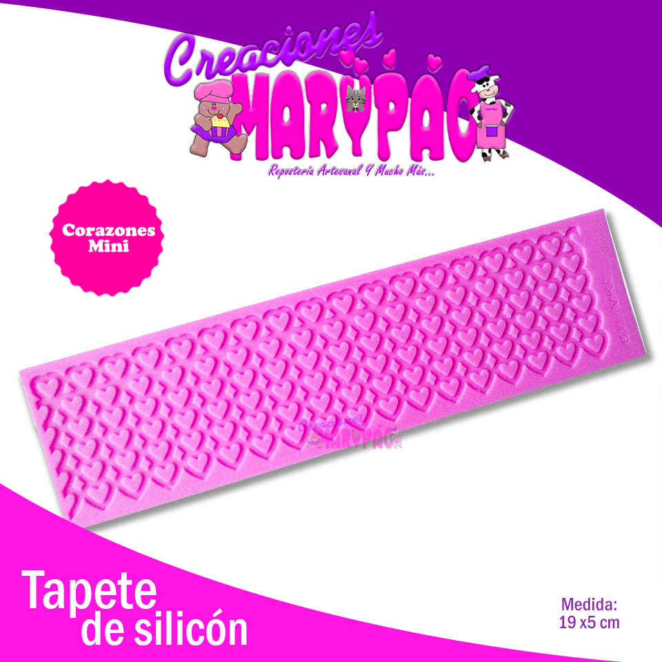 Tapete De Silicón Mini Corazones Encaje De Azúcar - Creaciones Marypao
