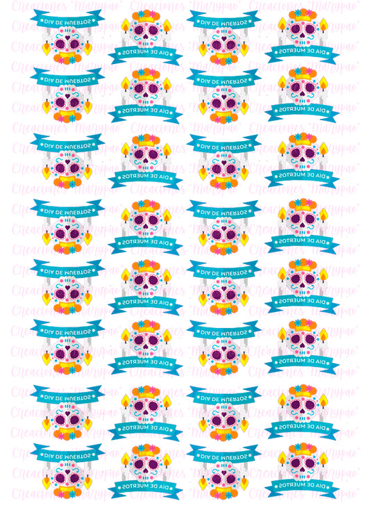 Transfer Para Decorar Gelatinas Dia de Muertos 4 Modelos A Elegir - Creaciones Marypao