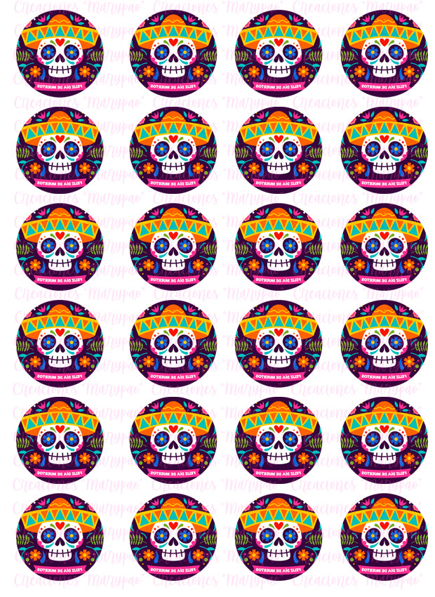 Transfer Para Decorar Gelatinas Dia de Muertos 4 Modelos A Elegir - Creaciones Marypao