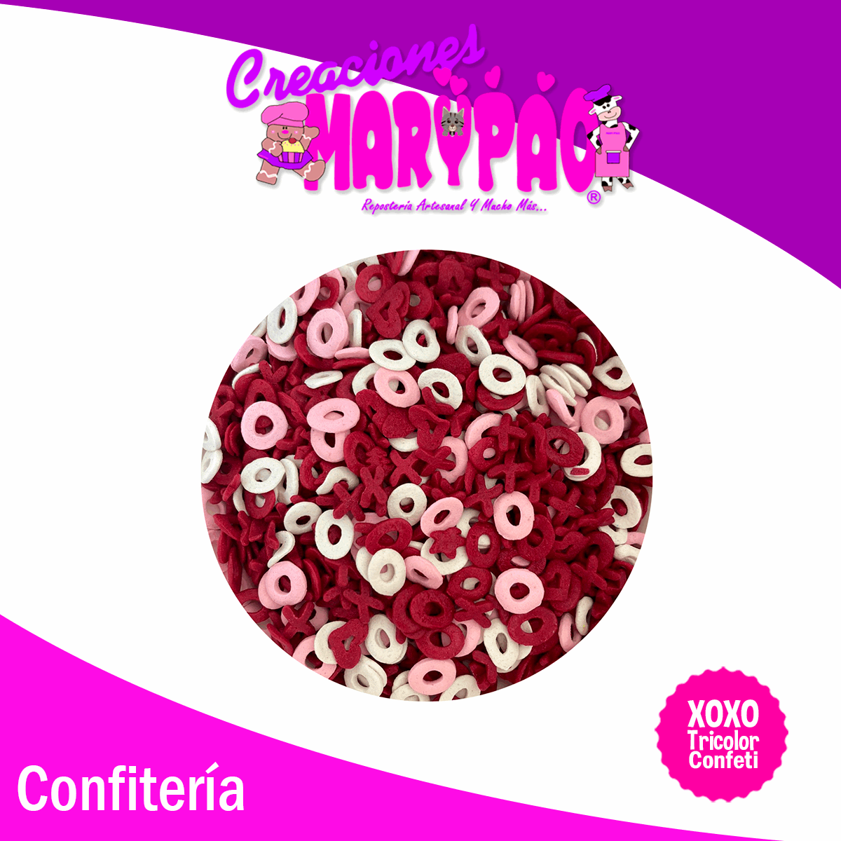 Confeti Comestible 14 de Febrero XOXO Tricolor