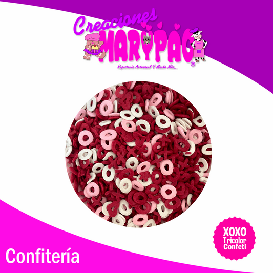 Confeti Comestible 14 de Febrero XOXO Tricolor