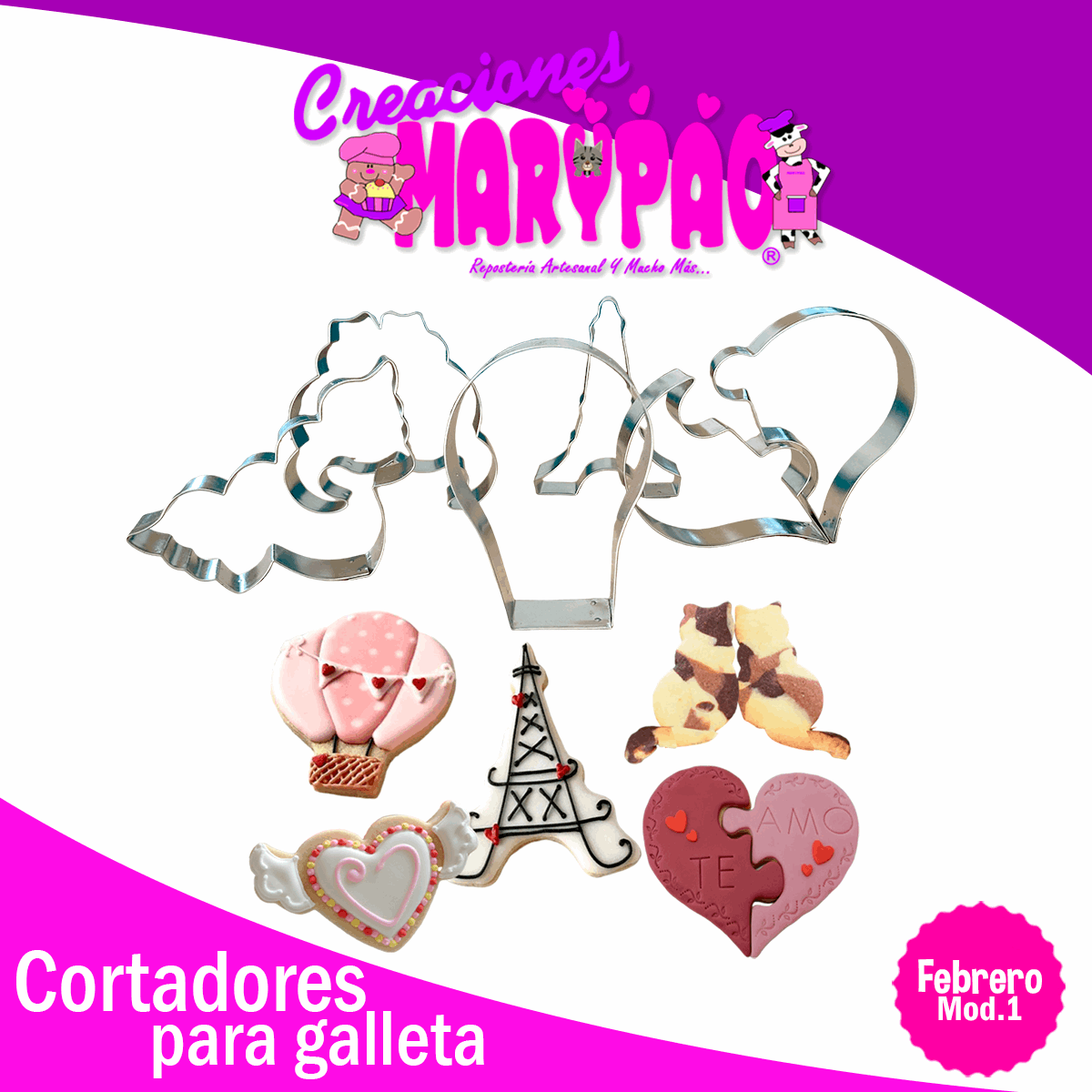 Cortadores Galletas Febrero Modelo 1