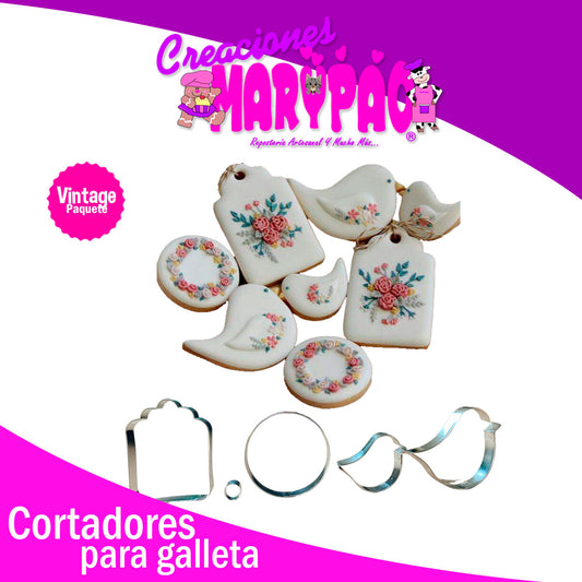 Cortadores Vintage Pajarito Frasco Pajaro Galletas Paq. 4 pzas