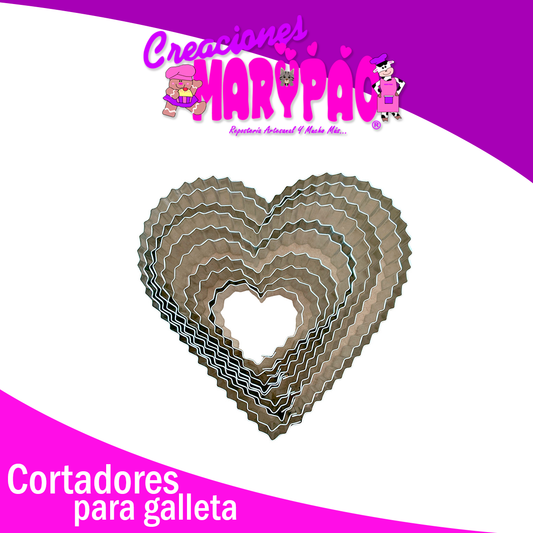 Cortadores Galletas Corazones Rizado 10 piezas