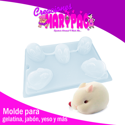 🐰✨ Molde de Plástico – Tierno Conejito 3D (5 Cavidades) ✨