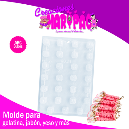 Molde Abecedario Letras Cubo Jabón Chocolate Gomita Gelatina