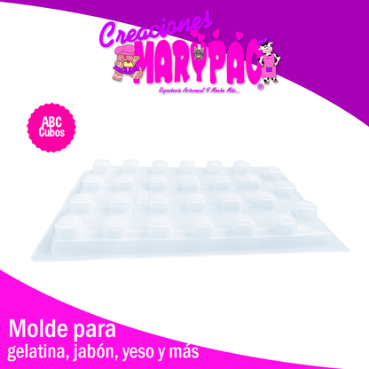 Molde Abecedario Letras Cubo Jabón Chocolate Gomita Gelatina