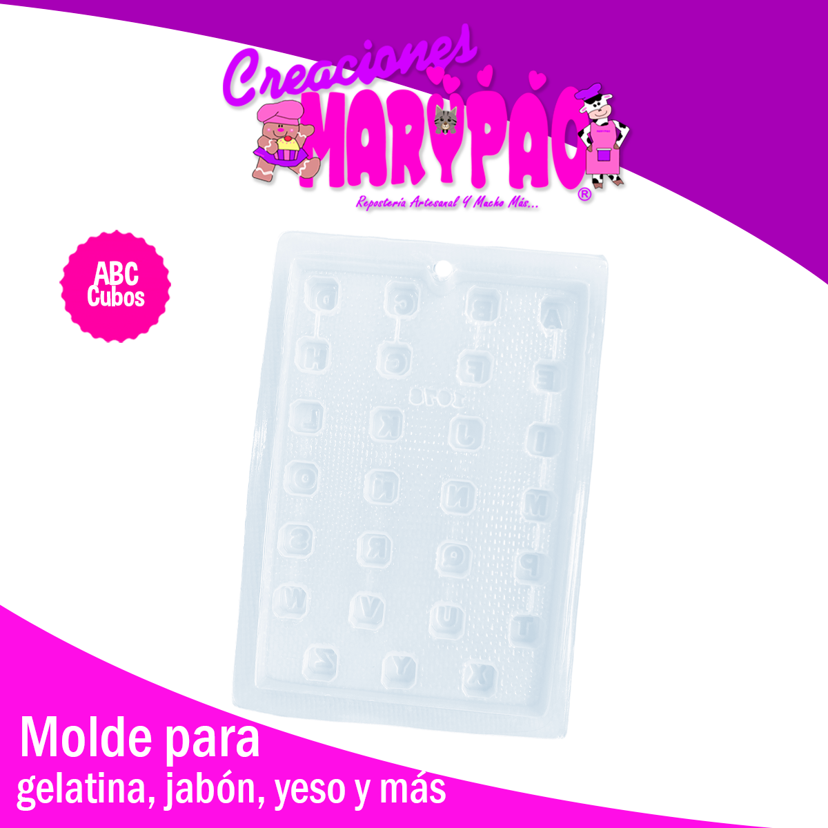 Molde Abecedario Letras Cubo Jabón Chocolate Gomita Gelatina