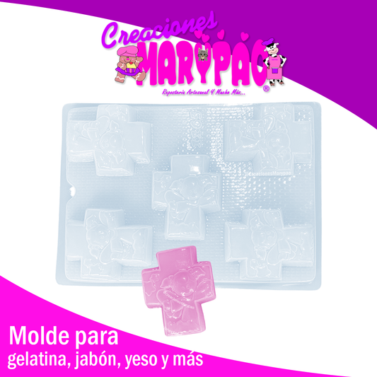 Molde Cruz con Angelita Jabones Yesitos Gelatinas