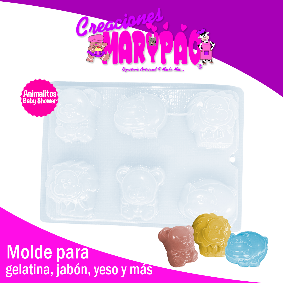 Molde Animales Baby Shower Jabones Gelatinas Yeso