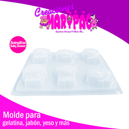 Molde Animales Baby Shower Jabones Gelatinas Yeso