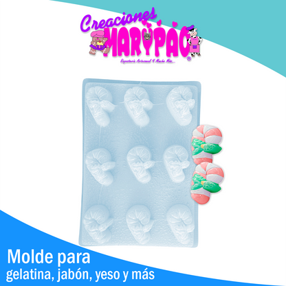 Molde Bastón Navidad Velas Jabones Gelatinas Yeso