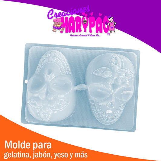 Molde Calavera Con Flor Jumbo Halloween Jabon Gelatina Vela