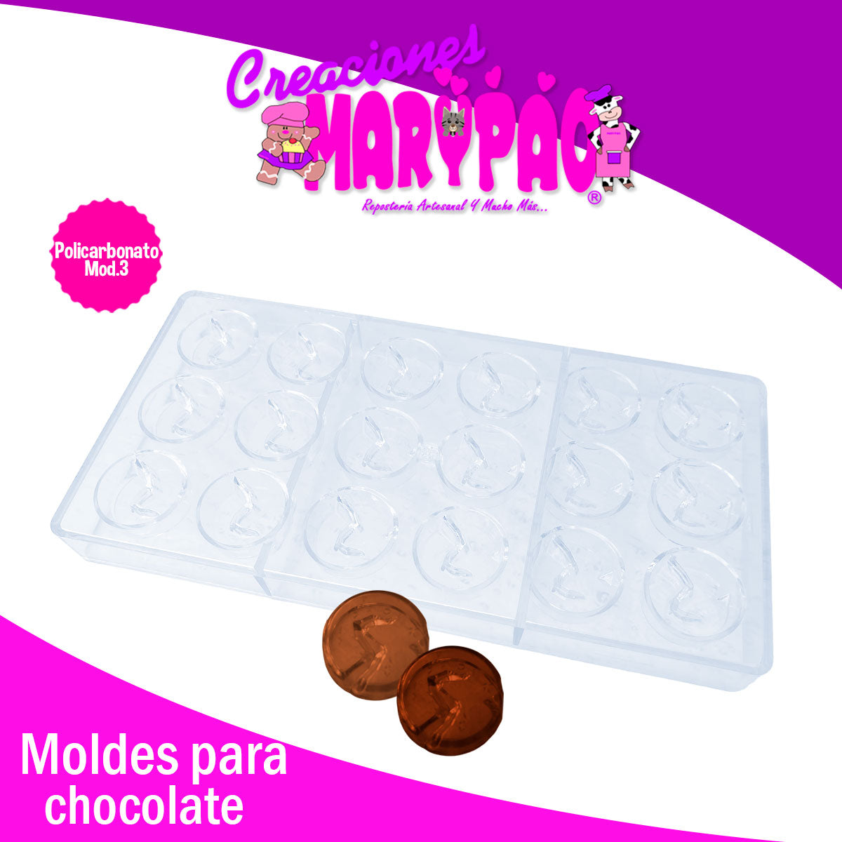 Molde Chocolate Policarbonato Chocolates Rellenos Mod3