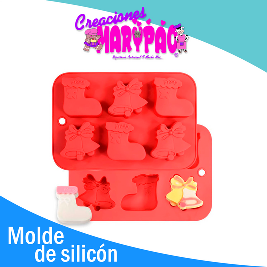 Molde De Silicon Navidad Bota y Campana Jabones Velas