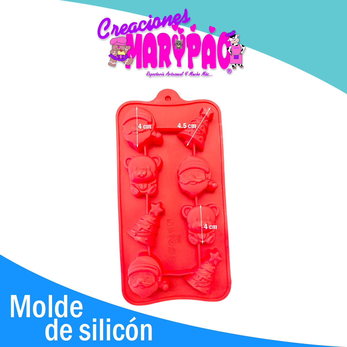 Molde De Silicon Navidad Santa Pino Oso Para Chocolate Mod6