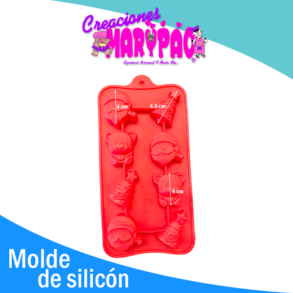 Molde De Silicon Navidad Santa Pino Oso Para Chocolate Mod6