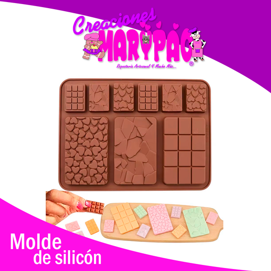 Molde De Silicon Tablillas Corazones Chocolate Gde y Chicas