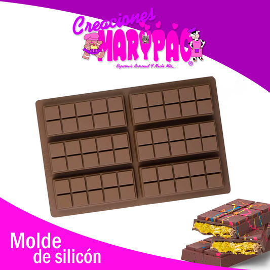 Molde De Silicón Tablillas Chocolate 6 Cavidades