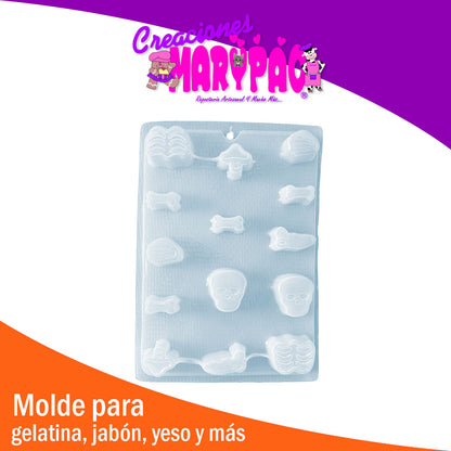 Molde Esqueleto Armable Dia De Muertos Halloween Jabon Vela