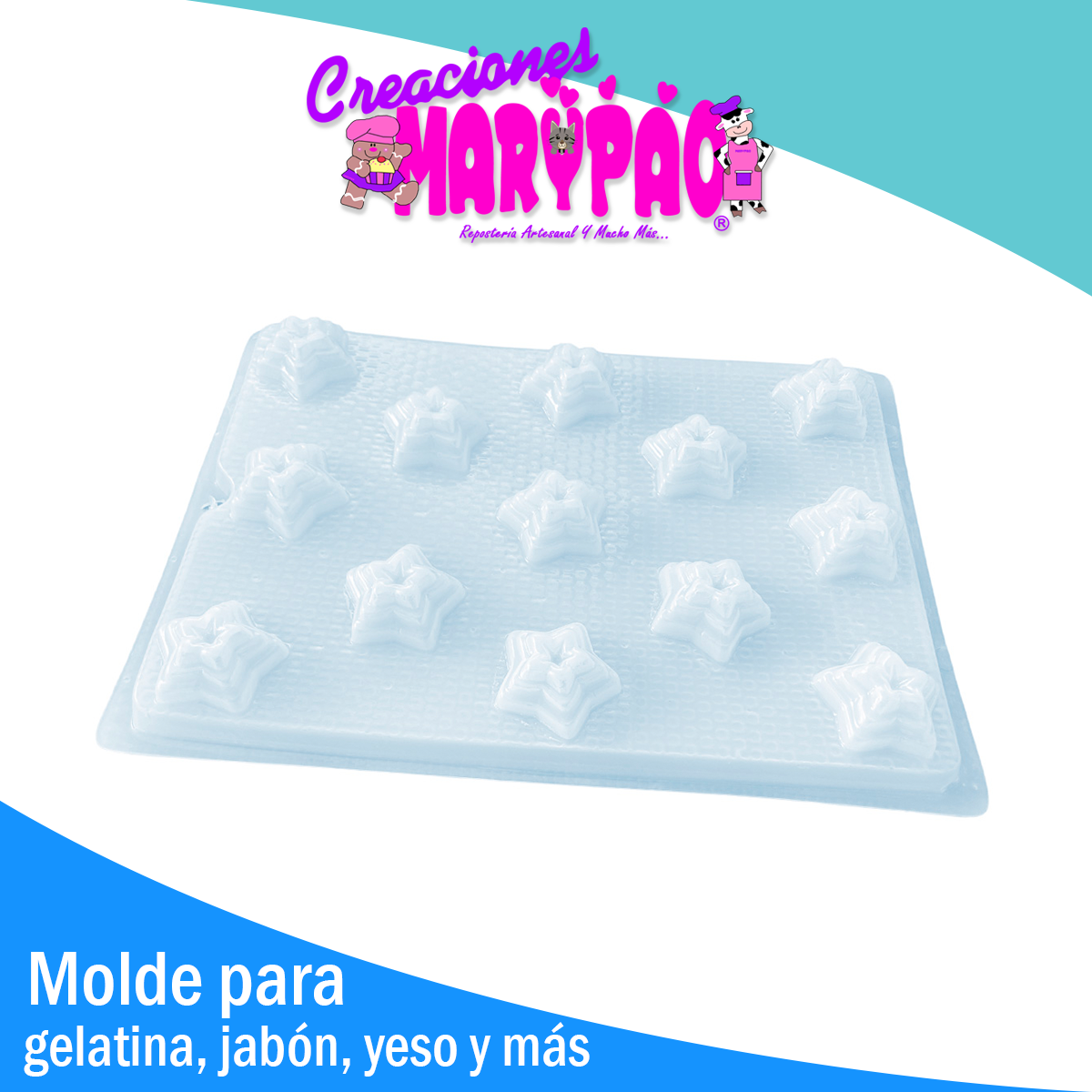 Molde Estrellas 3D Navidad Gelatina Gomita Jabón