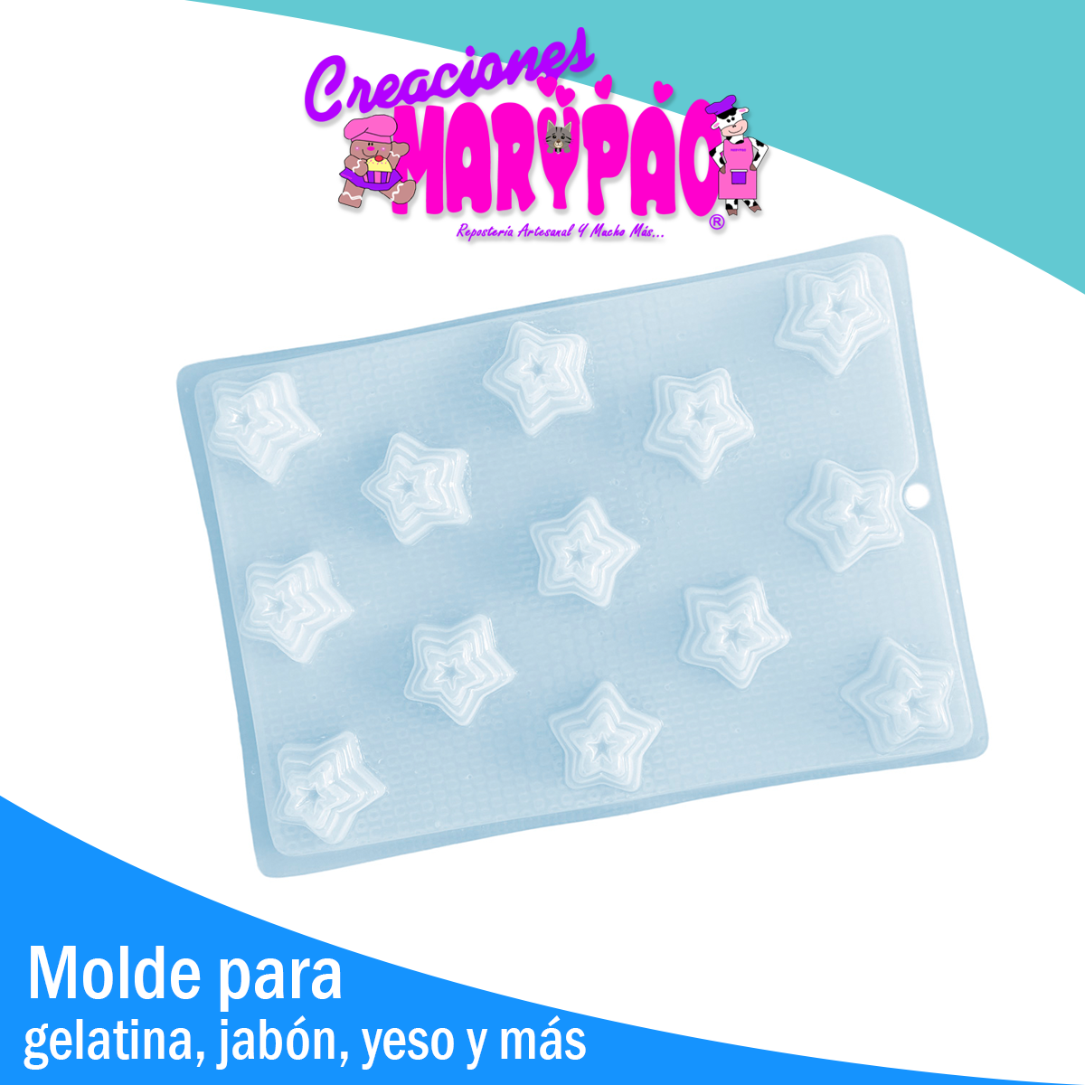Molde Estrellas 3D Navidad Gelatina Gomita Jabón