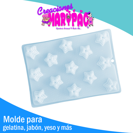 Molde Estrellas 3D Navidad Gelatina Gomita Jabón
