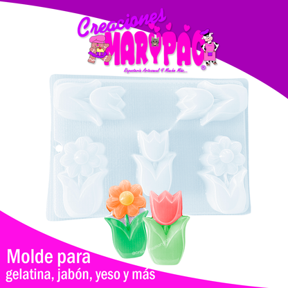 Molde Flores Primavera Gelatinas Figuras De Yeso Jabones