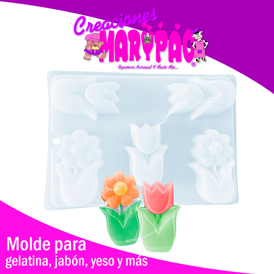 Molde Flores Primavera Gelatinas Figuras De Yeso Jabones