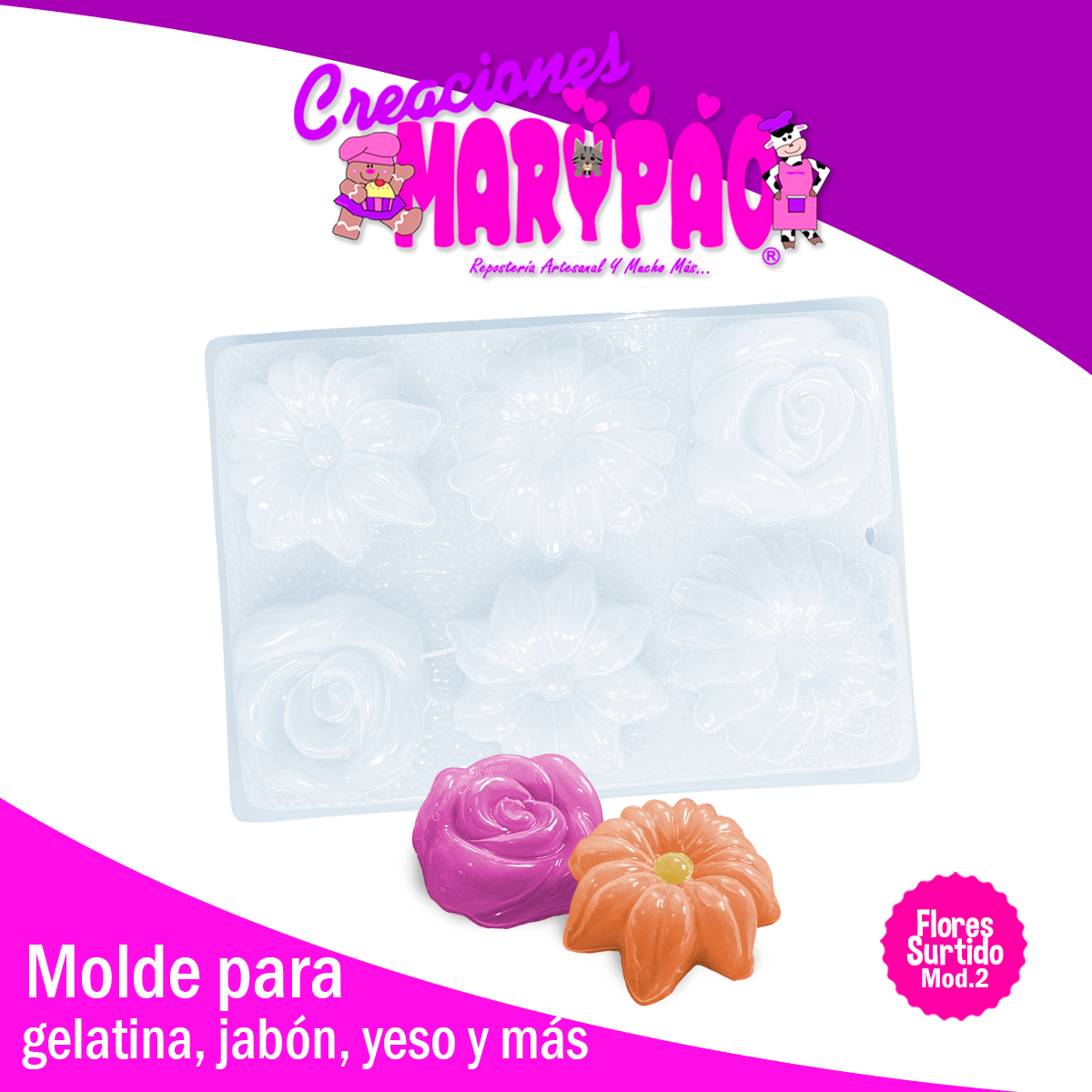 Molde Flores Surtido Mod.2 Jabones Gelatinas Figuras de Yeso