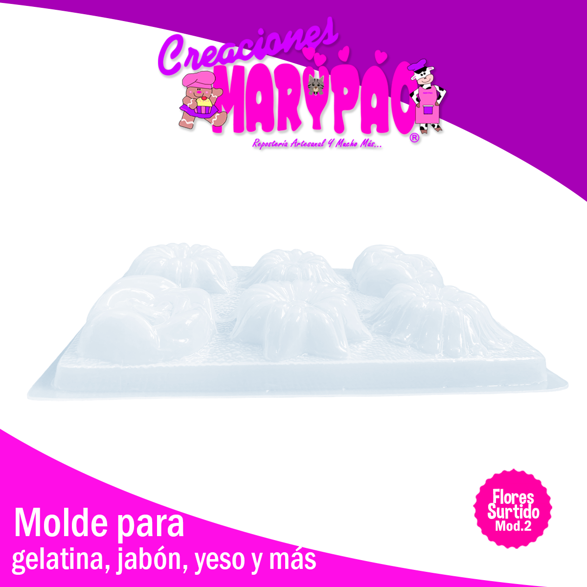 Molde Flores Surtido Mod.2 Jabones Gelatinas Figuras de Yeso