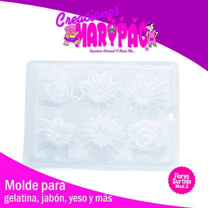 Molde Flores Surtido Mod.2 Jabones Gelatinas Figuras de Yeso