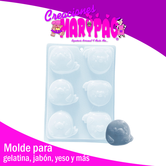Molde Foca Kawaii Jabones Gelatinas Figuras de Yeso