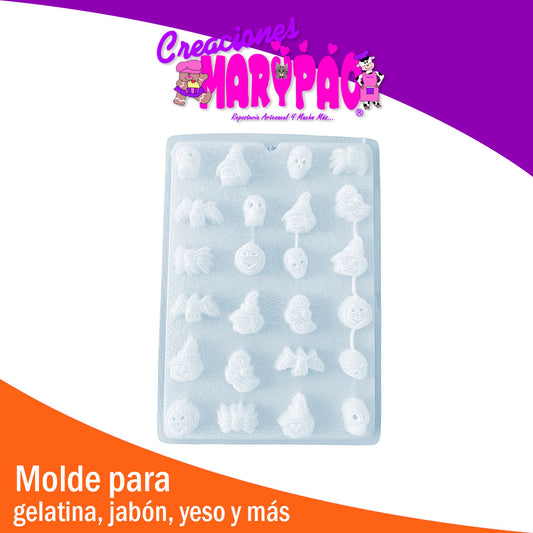 Molde Halloween Fantasma Calabaza Bruja Mini Chocolate Jabon