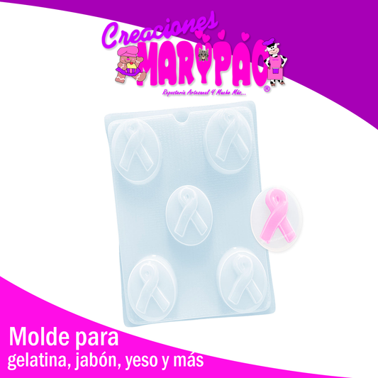 Molde Moño Cáncer de Mama Jabones Gelatinas Figuras de Yeso