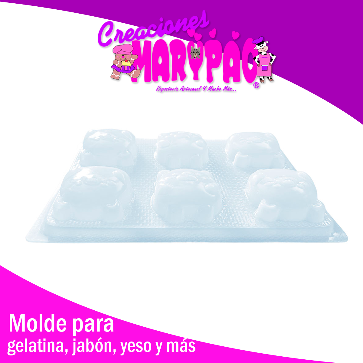Molde Osito Kawaii Jabones Gelatinas Figuras de Yeso