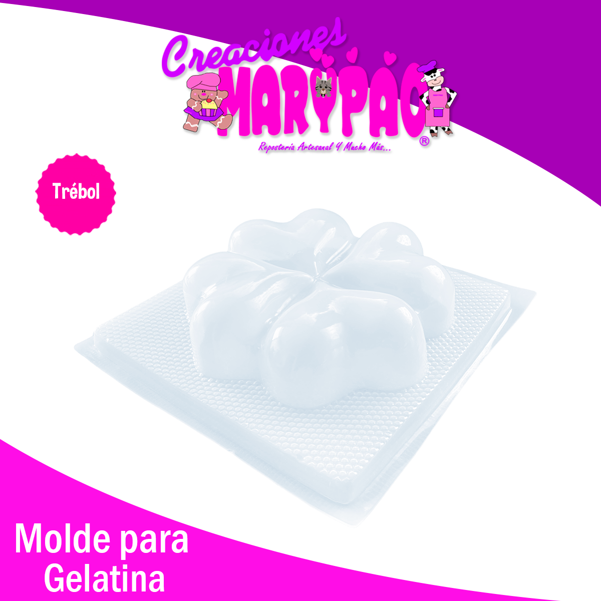 Molde Para Gelatina Trébol Corazones Mod.19