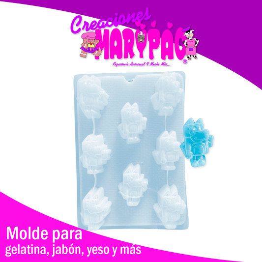 Molde Bluey Perrito Gelatinas Jabones Figuras de Yeso