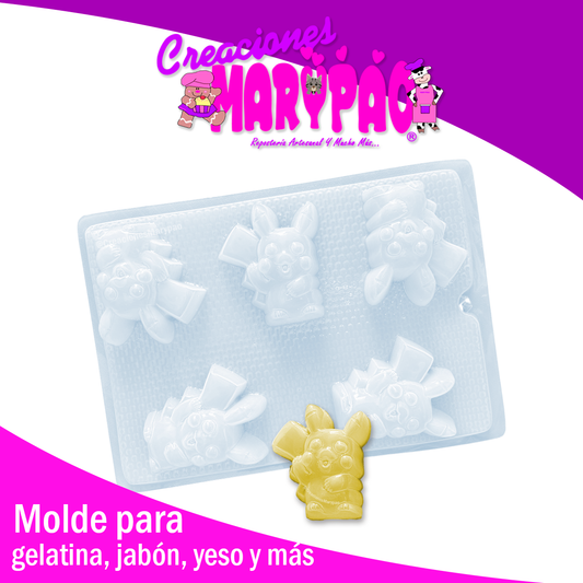 Molde Pikachu Pokémon Gelatinas Jabones Figuras de Yeso