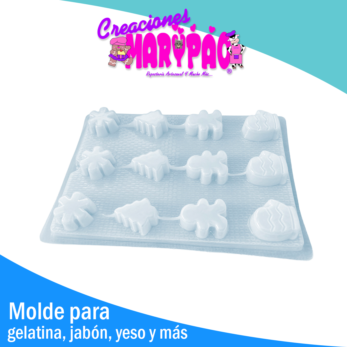 Molde Surtido Navidad Chico Gelatinas Gomitas Figuras Yeso Resina