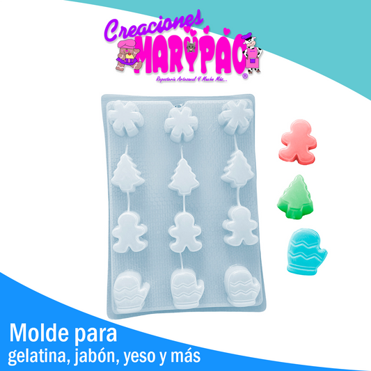 Molde Surtido Navidad Chico Gelatinas Gomitas Figuras Yeso Resina