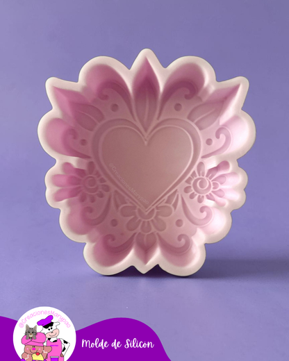 Molde de Silicón Corazón Milagritos Mexicanos Mod.1 Flores💖