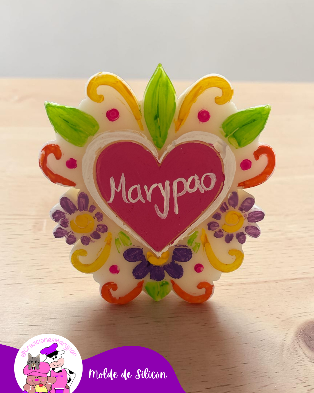 Molde de Silicón Corazón Milagritos Mexicanos Mod.1 Flores💖