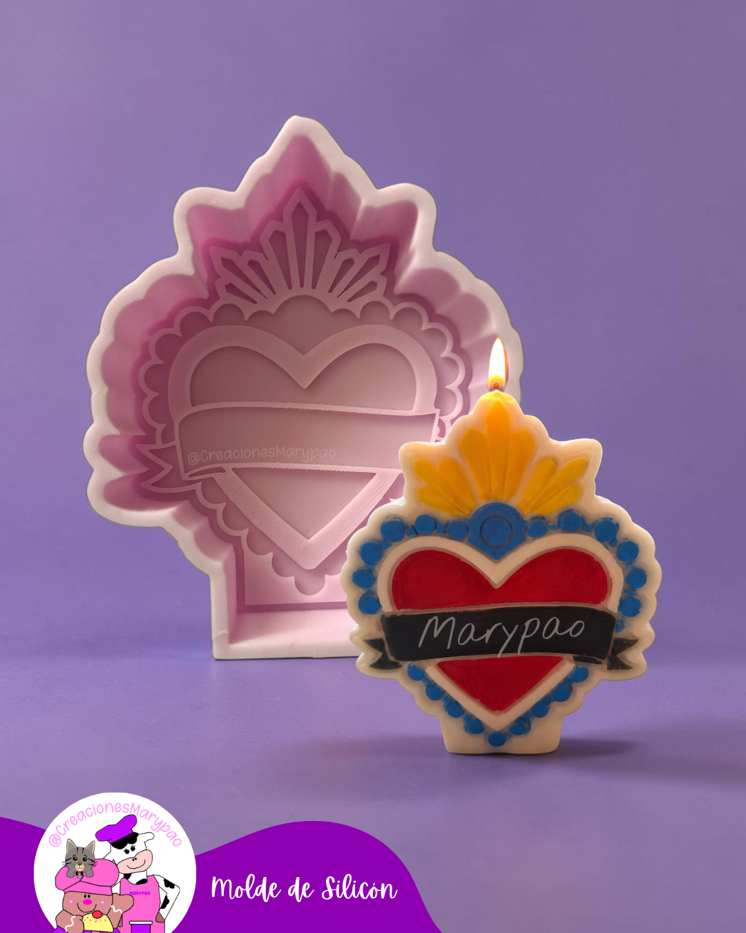 Molde de Silicón Corazón Milagritos Mexicanos Mod.2