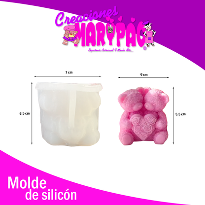 Molde De Silicón Velas Ositos Pareja Corazón Rosas