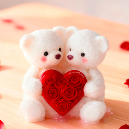 Molde De Silicón Velas Ositos Pareja Corazón Rosas
