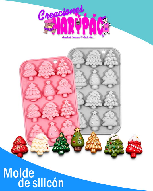 Molde De Silicón Arbolitos de Navidad Cute🎄