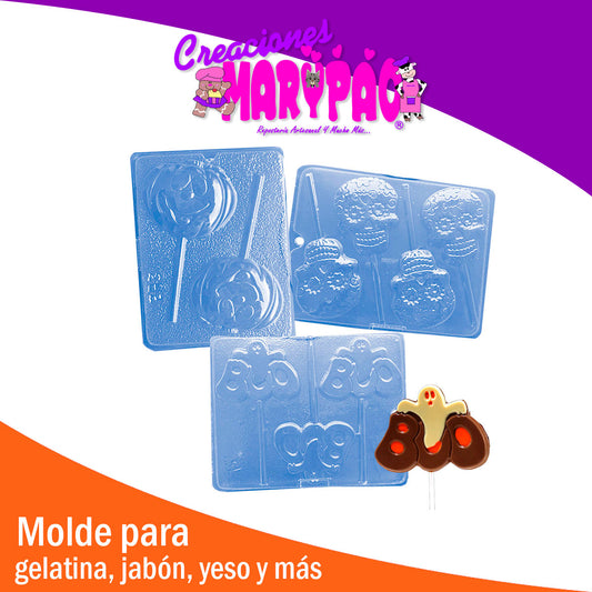 Moldes Paletas de Chocolate Halloween: Calaveras, Calabaza y Fantasma Mod.3