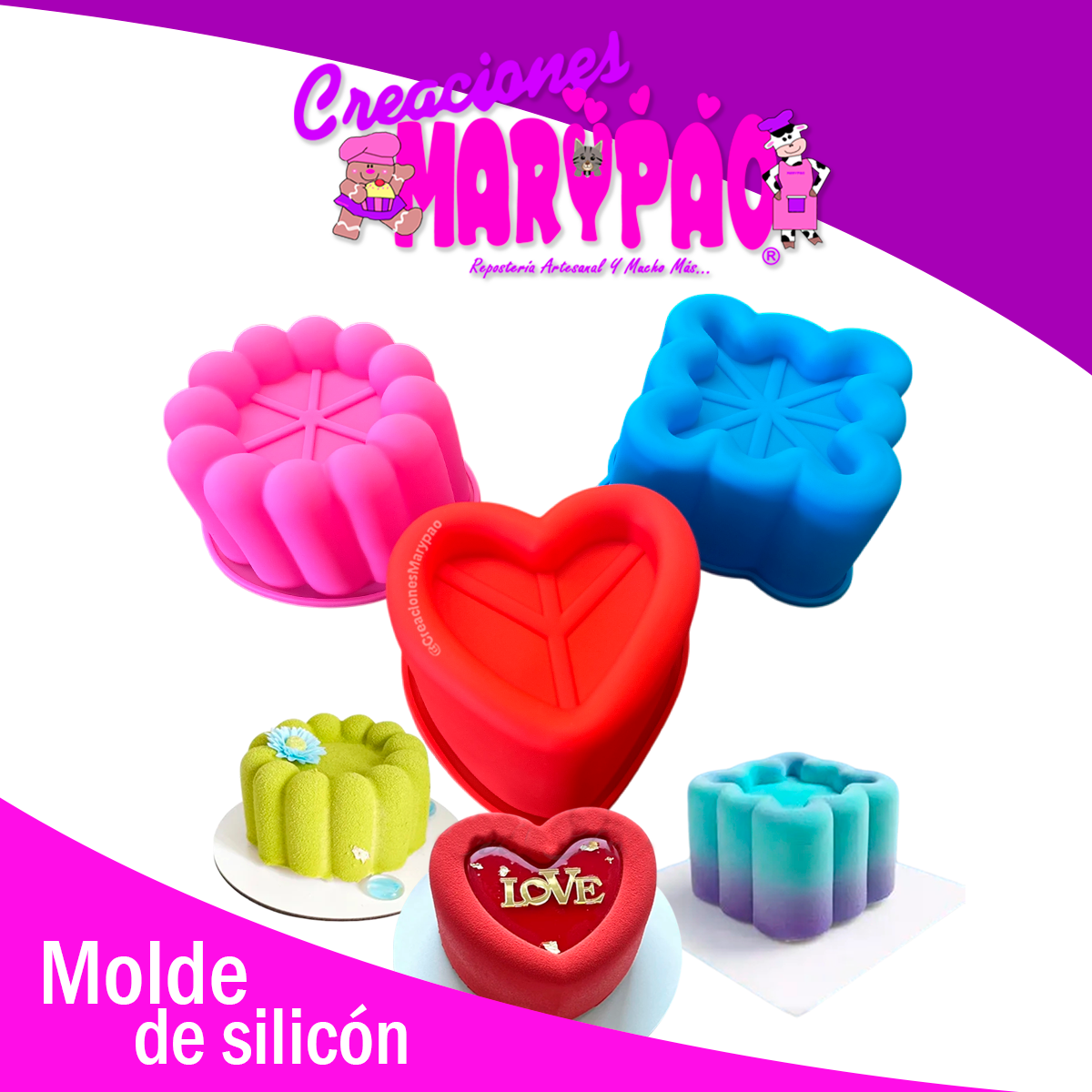 💖 PACK IMPERDIBLE:3 MOLDES DE SILICÓN PARA PASTELITOS🎂+REGALO 🎁
