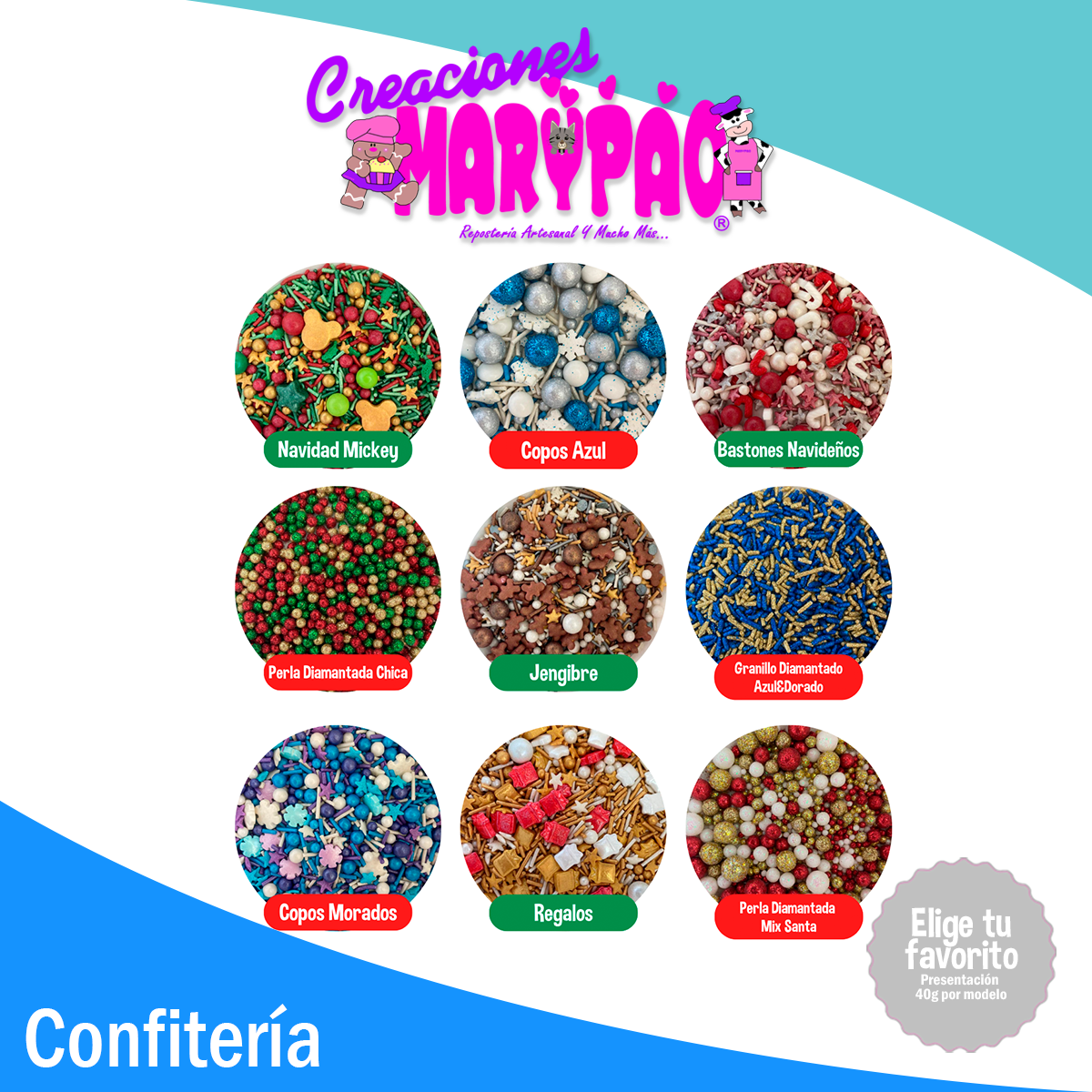 Mix Sprinkles Navidad Granillo Confeti Comestible - Varios Diseños